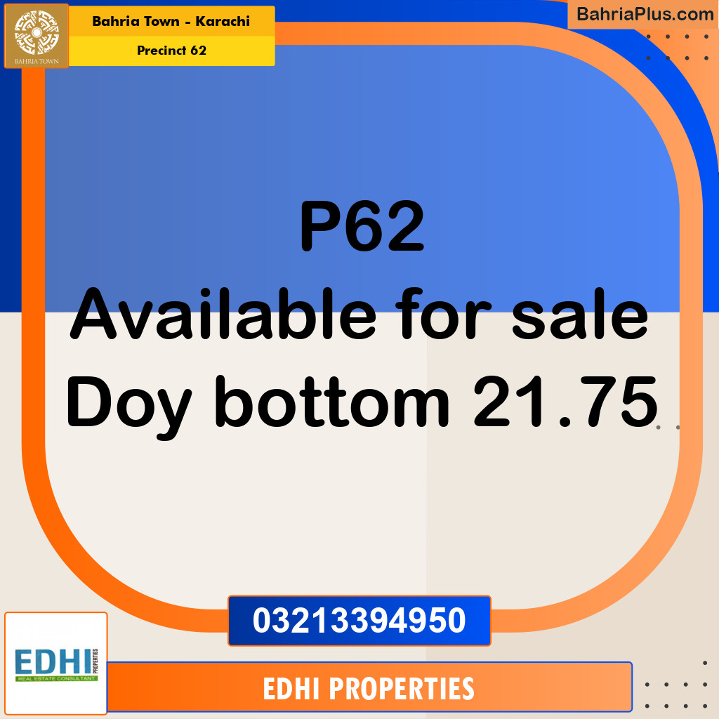 Residential Plot for Sale in Precinct 62 - Bahria Town, Karachi - (BP-190716)
