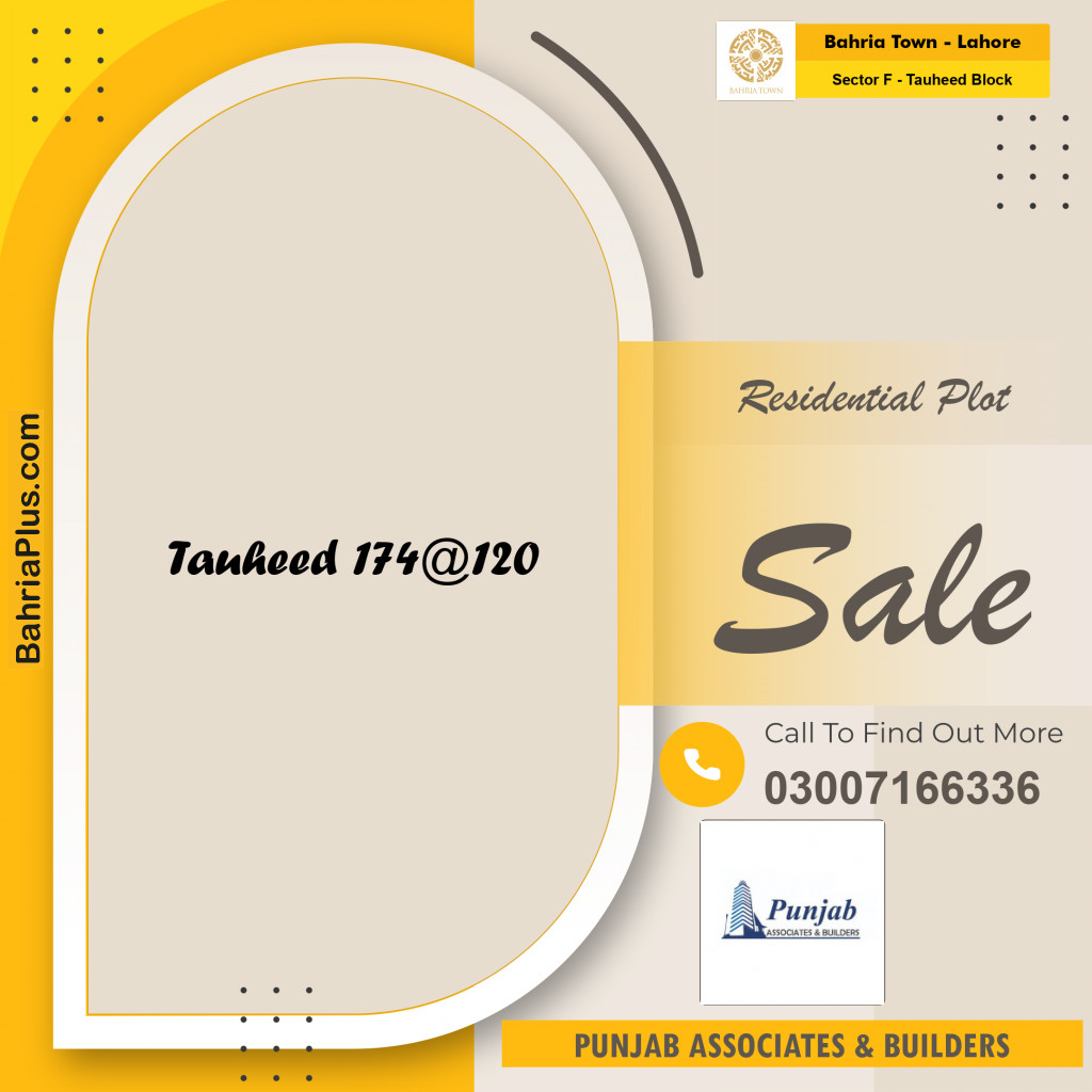 Residential Plot for Sale in Sector F - Tauheed Block -  Bahria Town, Lahore - (BP-190718)