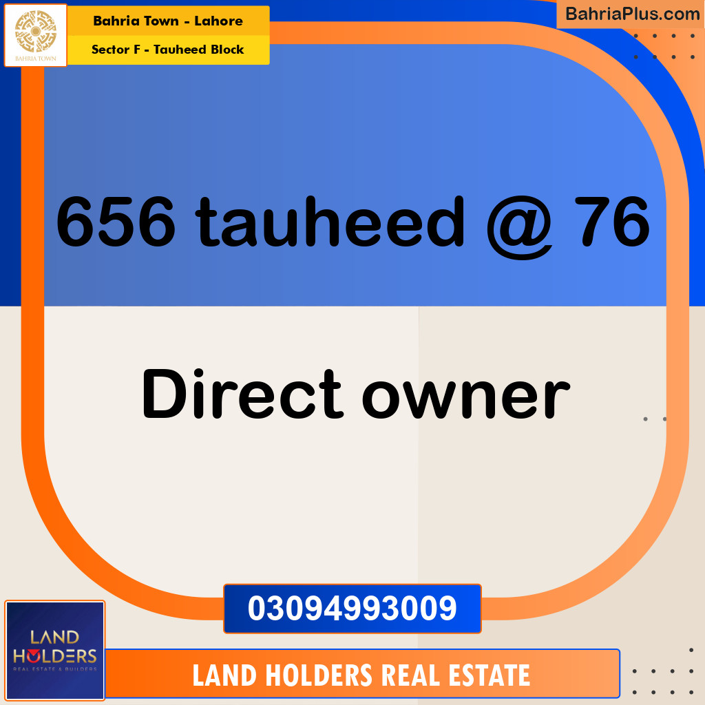Residential Plot for Sale in Sector F - Tauheed Block -  Bahria Town, Lahore - (BP-190719)