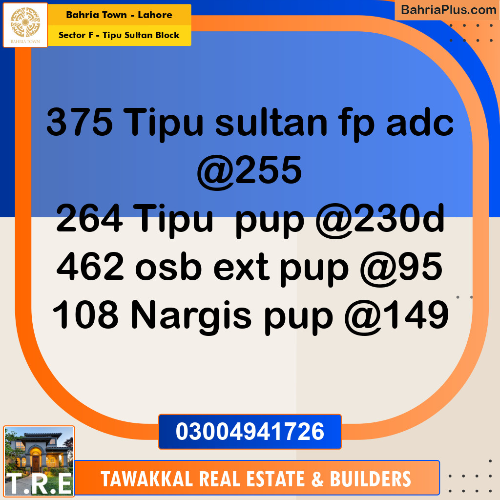 Residential Plot for Sale in Sector F - Tipu Sultan Block -  Bahria Town, Lahore - (BP-190796)