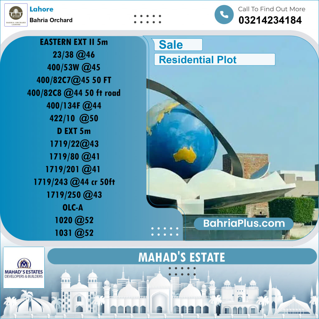 Residential Plot for Sale in Bahria Orchard, Lahore - (BP-190798)