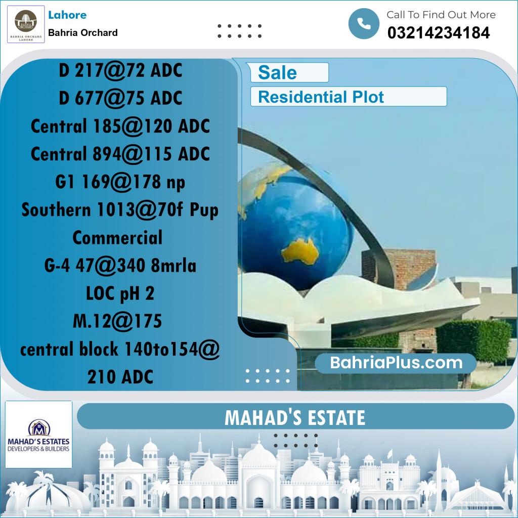 Residential Plot for Sale in Bahria Orchard, Lahore - (BP-190799)