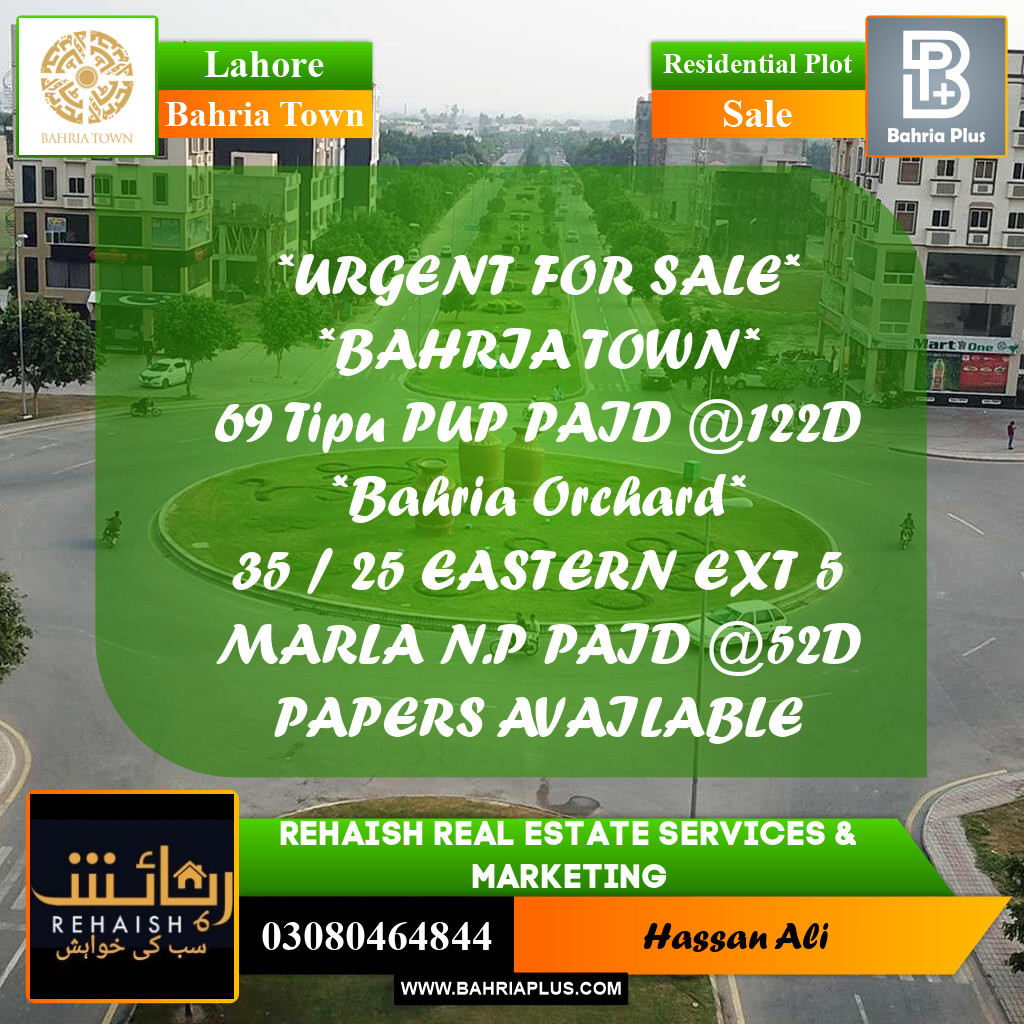Residential Plot for Sale in Bahria Town, Lahore - (BP-190811)