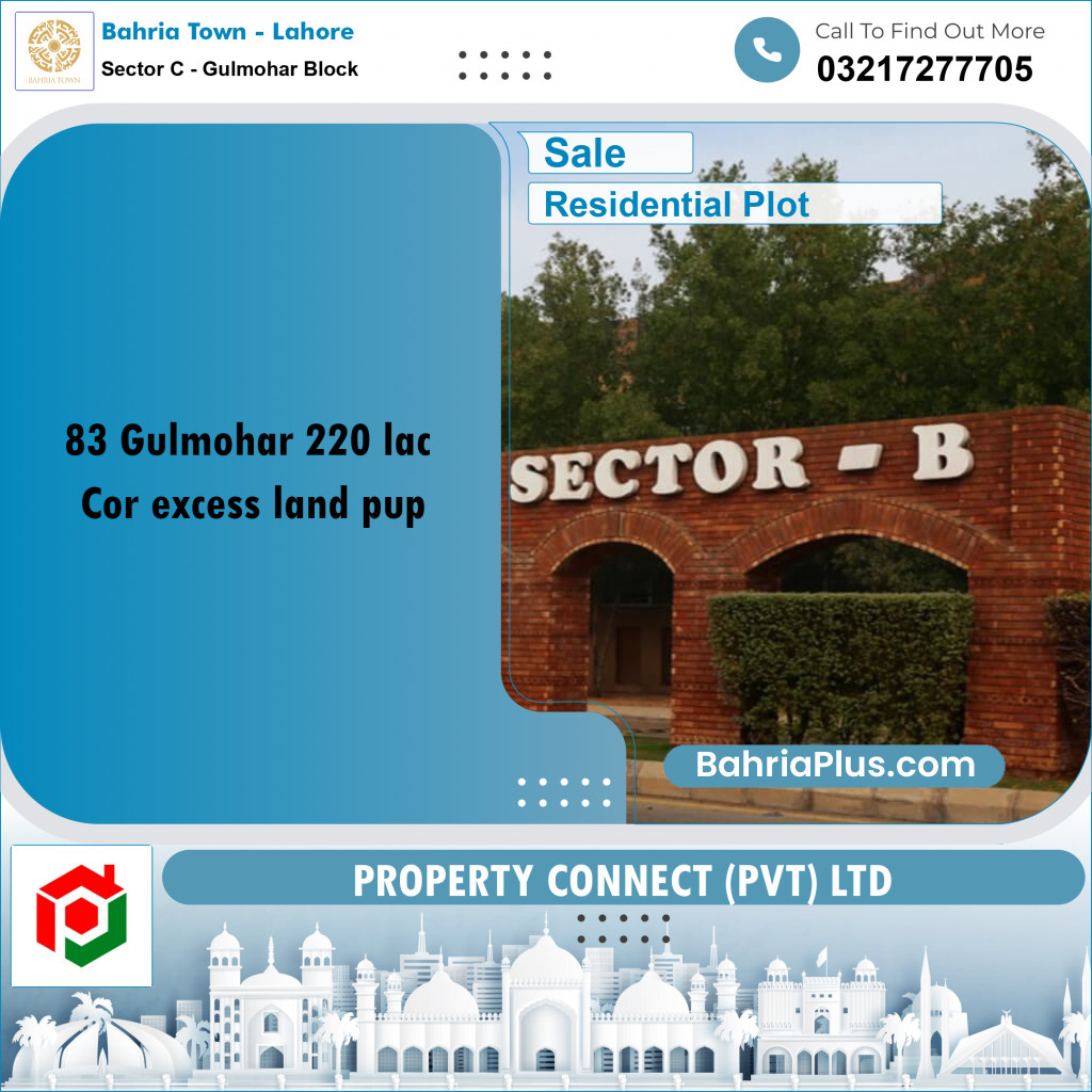 Residential Plot for Sale in Sector C - Gulmohar Block - Bahria Town, Lahore - (BP-190822)