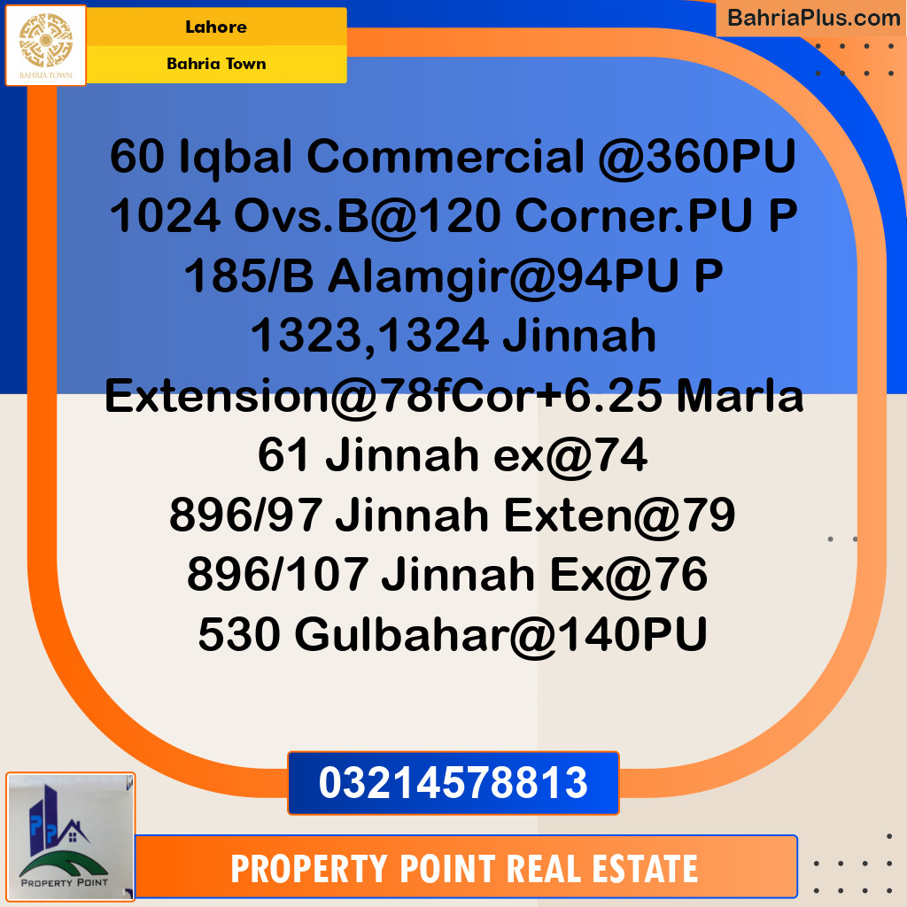 Residential Plot for Sale in Bahria Town, Lahore - (BP-190834)