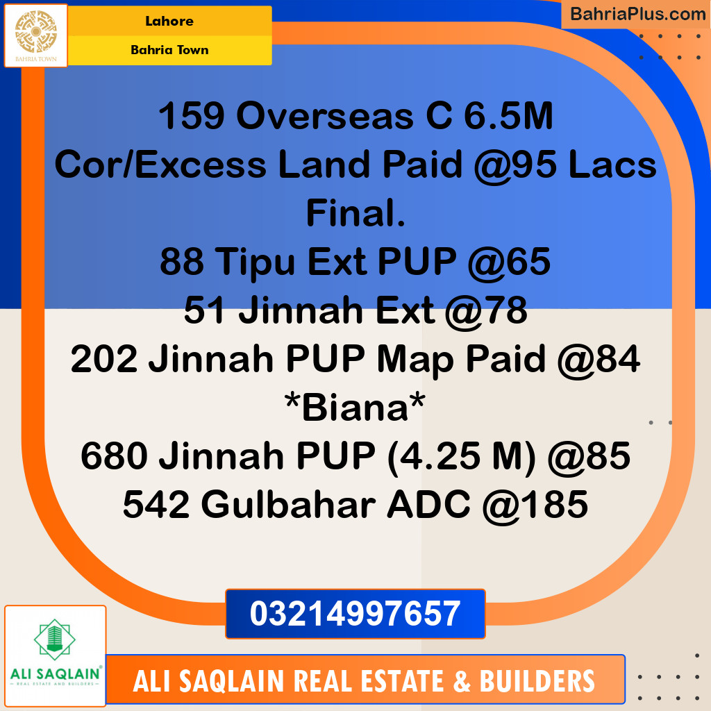 Residential Plot for Sale in Bahria Town, Lahore - (BP-190839)
