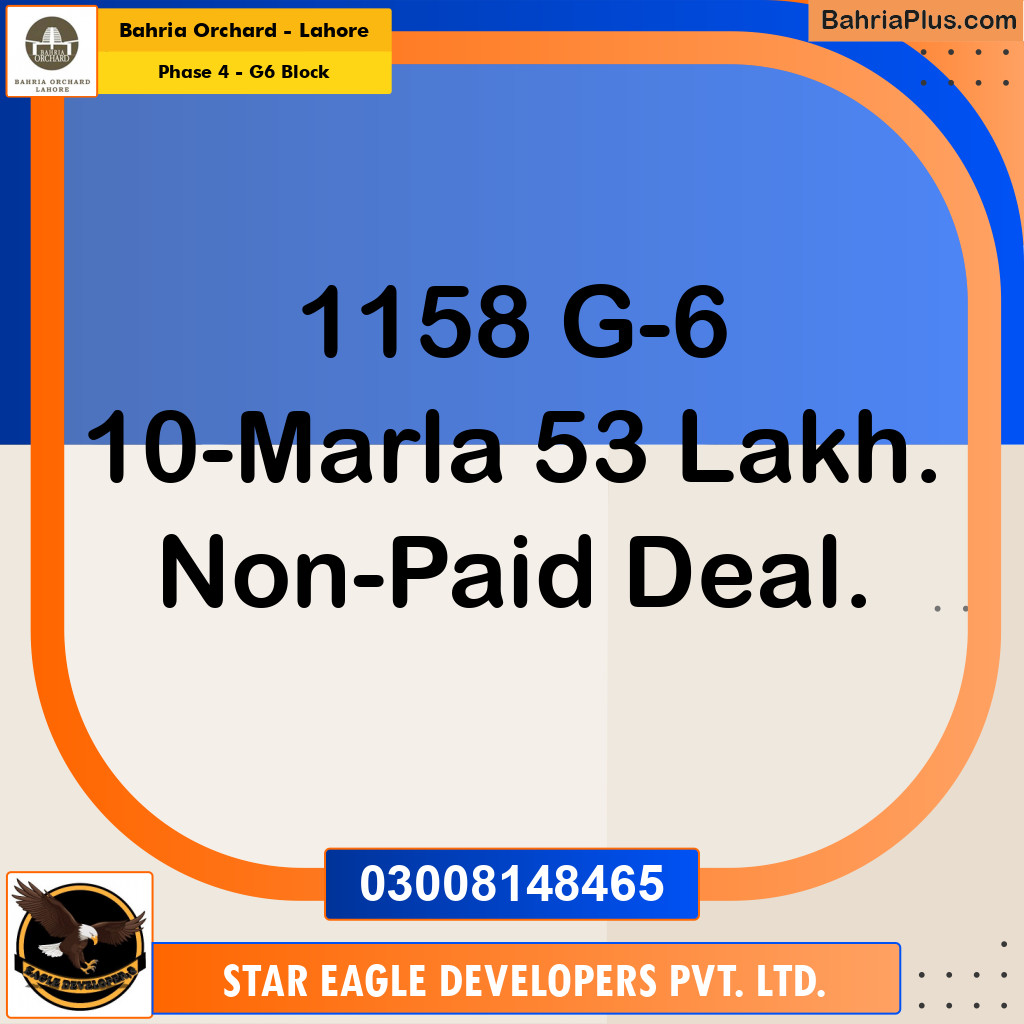 Residential Plot for Sale in Phase 4 - G6 Block -  Bahria Orchard, Lahore - (BP-190846)