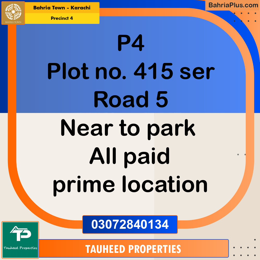 500 Sq. Yards Residential Plot for Sale in Precinct 4 -  Bahria Town, Karachi - (BP-190859)