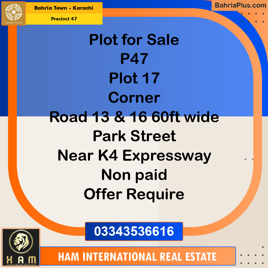 250 Sq. Yards Residential Plot for Sale in Precinct 47 -  Bahria Town, Karachi - (BP-190864)