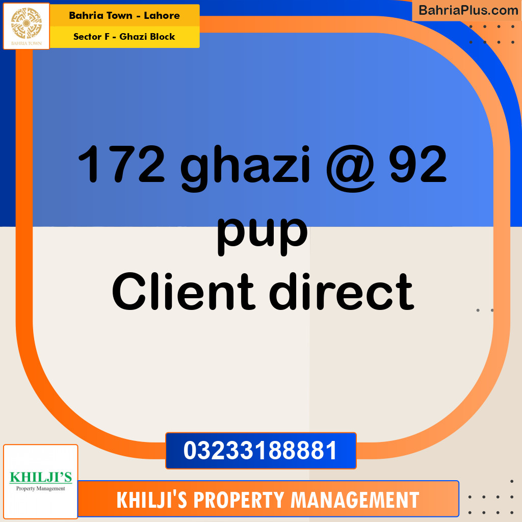 Residential Plot for Sale in Sector F - Ghazi Block -  Bahria Town, Lahore - (BP-190888)