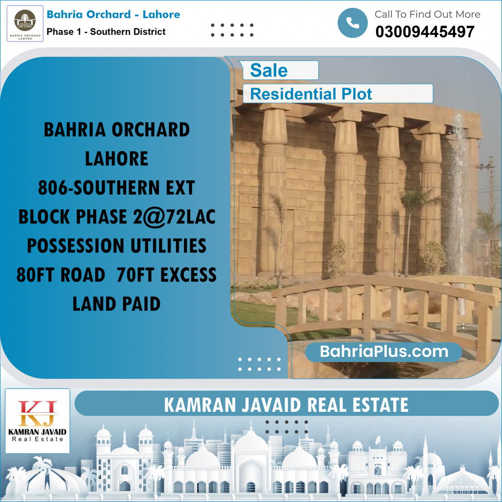 Residential Plot for Sale in Phase 1 - Southern District -  Bahria Orchard, Lahore - (BP-190913)