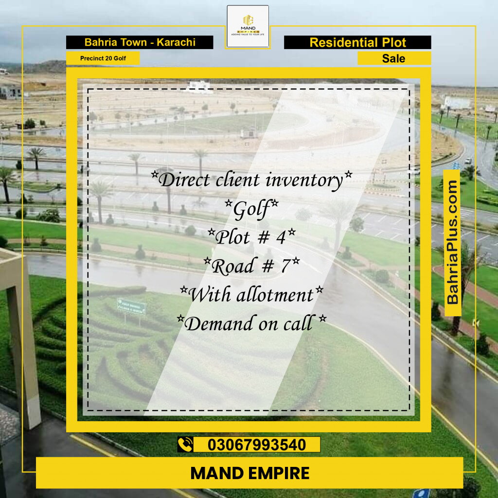 Residential Plot for Sale in Precinct 20 Golf - Bahria Town, Karachi - (BP-190942)