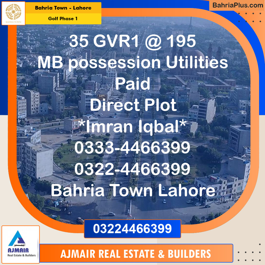 Residential Plot for Sale in Golf Phase 1 -  Bahria Town, Lahore - (BP-190996)