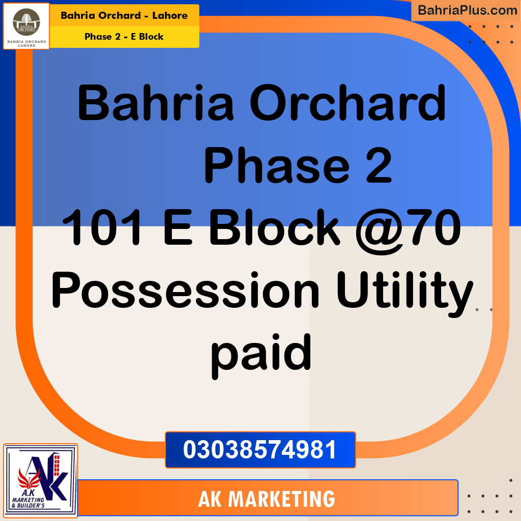 Residential Plot for Sale in Phase 2 - E Block -  Bahria Orchard, Lahore - (BP-191004)