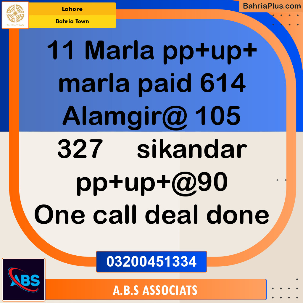 Residential Plot for Sale in Bahria Town, Lahore - (BP-191012)