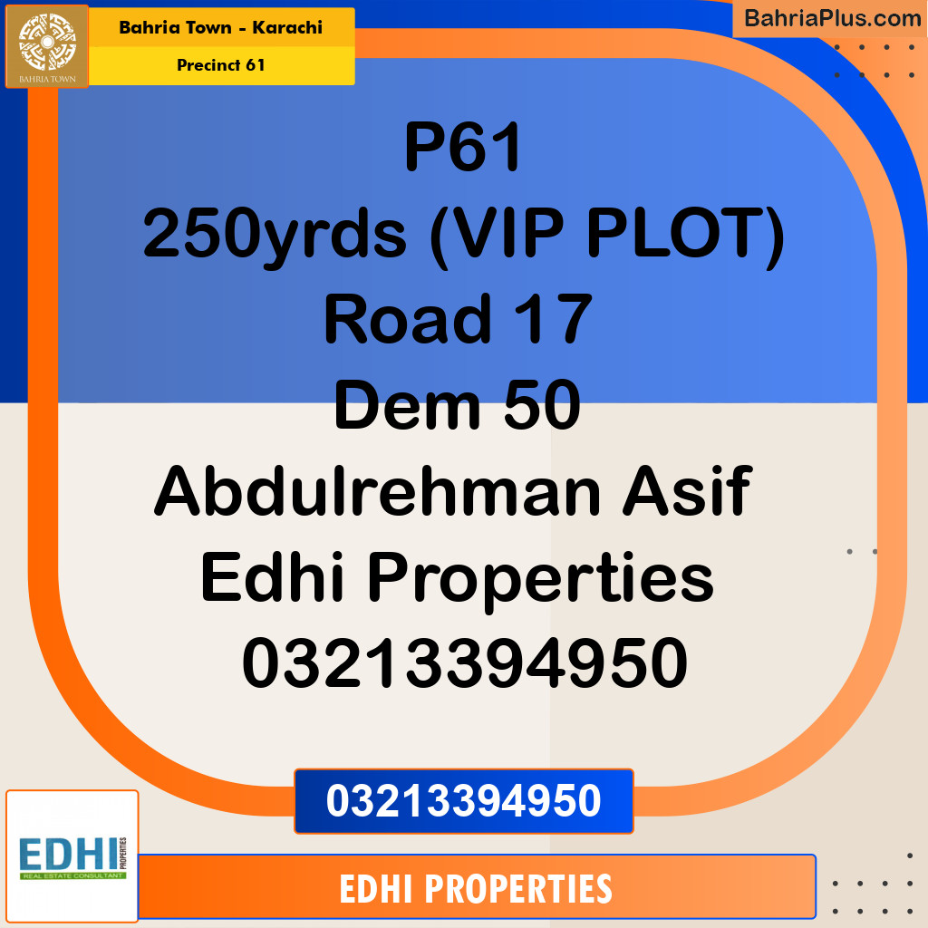 125 Sq. Yards Residential Plot for Sale in Precinct 61 -  Bahria Town, Karachi - (BP-191027)