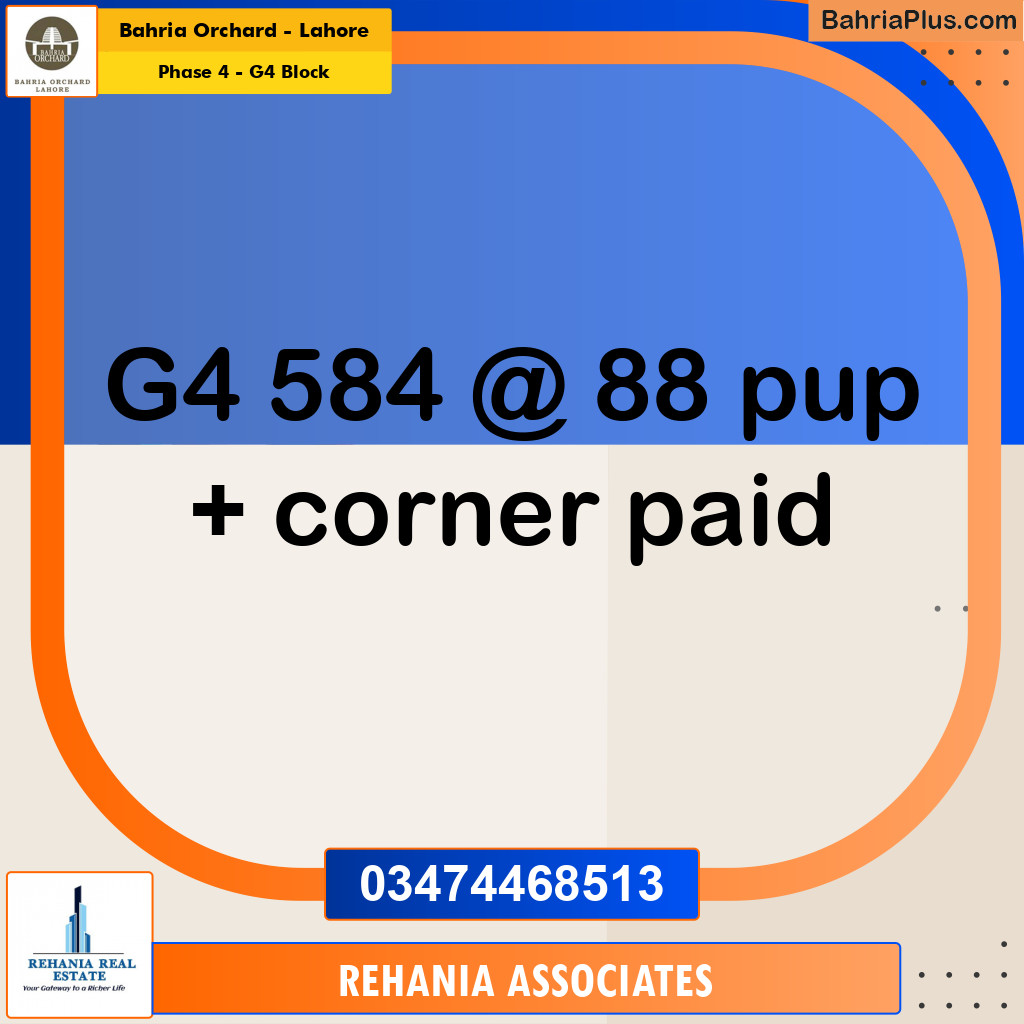 Residential Plot for Sale in Phase 4 - G4 Block -  Bahria Orchard, Lahore - (BP-191032)