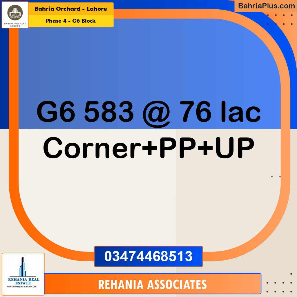 Residential Plot for Sale in Phase 4 - G6 Block -  Bahria Orchard, Lahore - (BP-191034)
