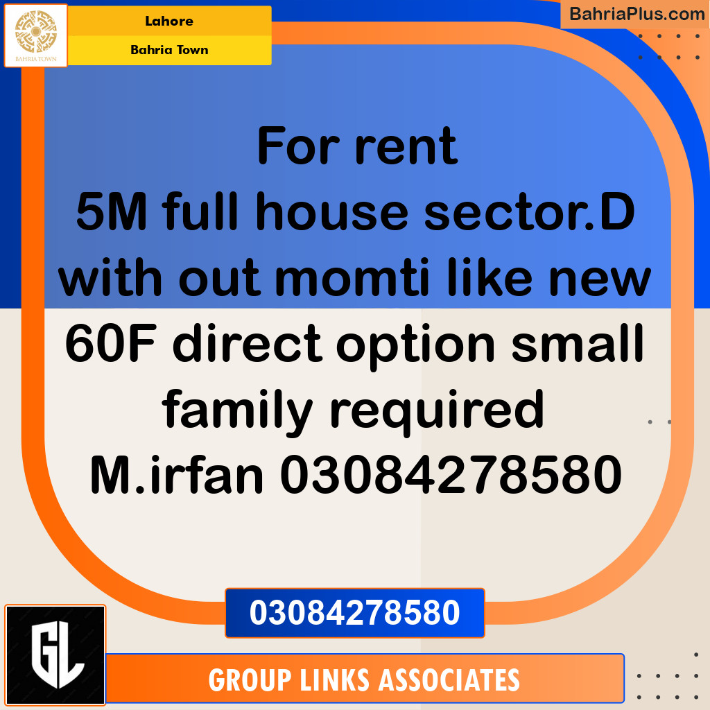 Residential House for Rent in Bahria Town, Lahore - (BP-191036)