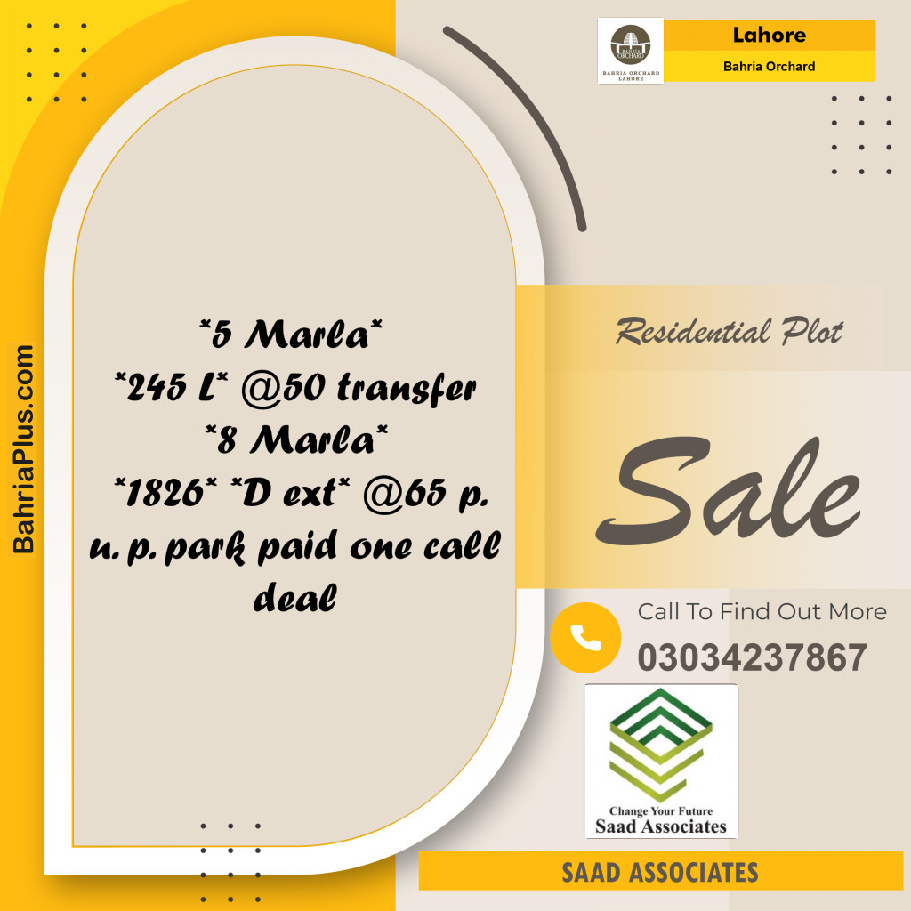 Residential Plot for Sale in Bahria Orchard, Lahore - (BP-191049)