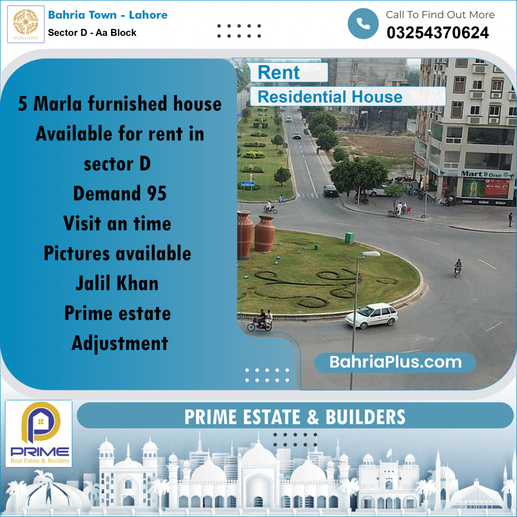 Residential House for Rent in Sector D - AA Block -  Bahria Town, Lahore - (BP-191070)