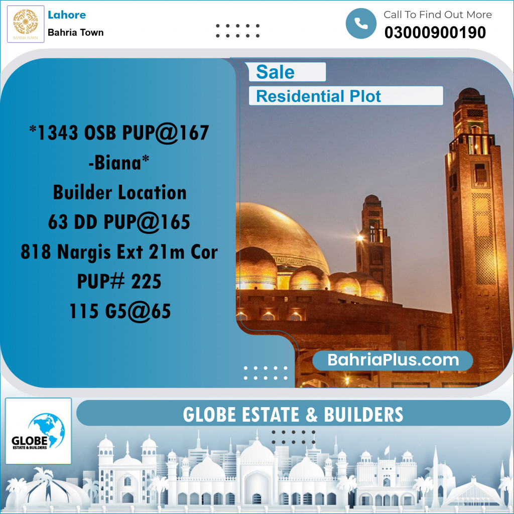 Residential Plot for Sale in Bahria Town, Lahore - (BP-191077)