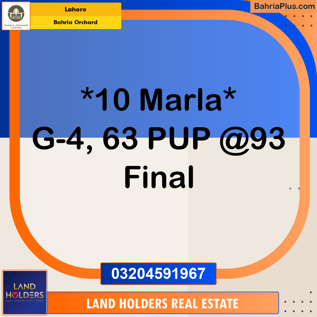 Residential Plot for Sale in Bahria Orchard, Lahore - (BP-191106)