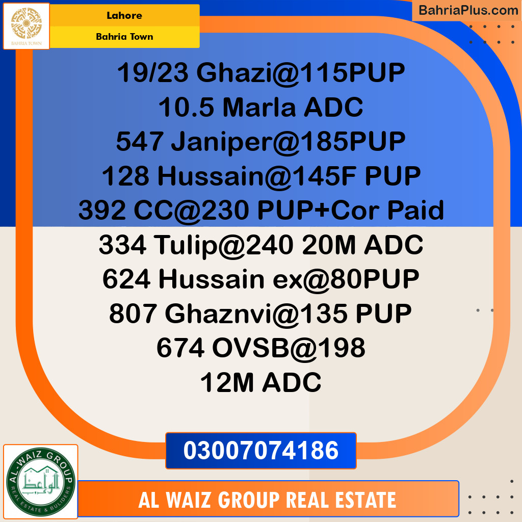 Residential Plot for Sale in Bahria Town, Lahore - (BP-191125)