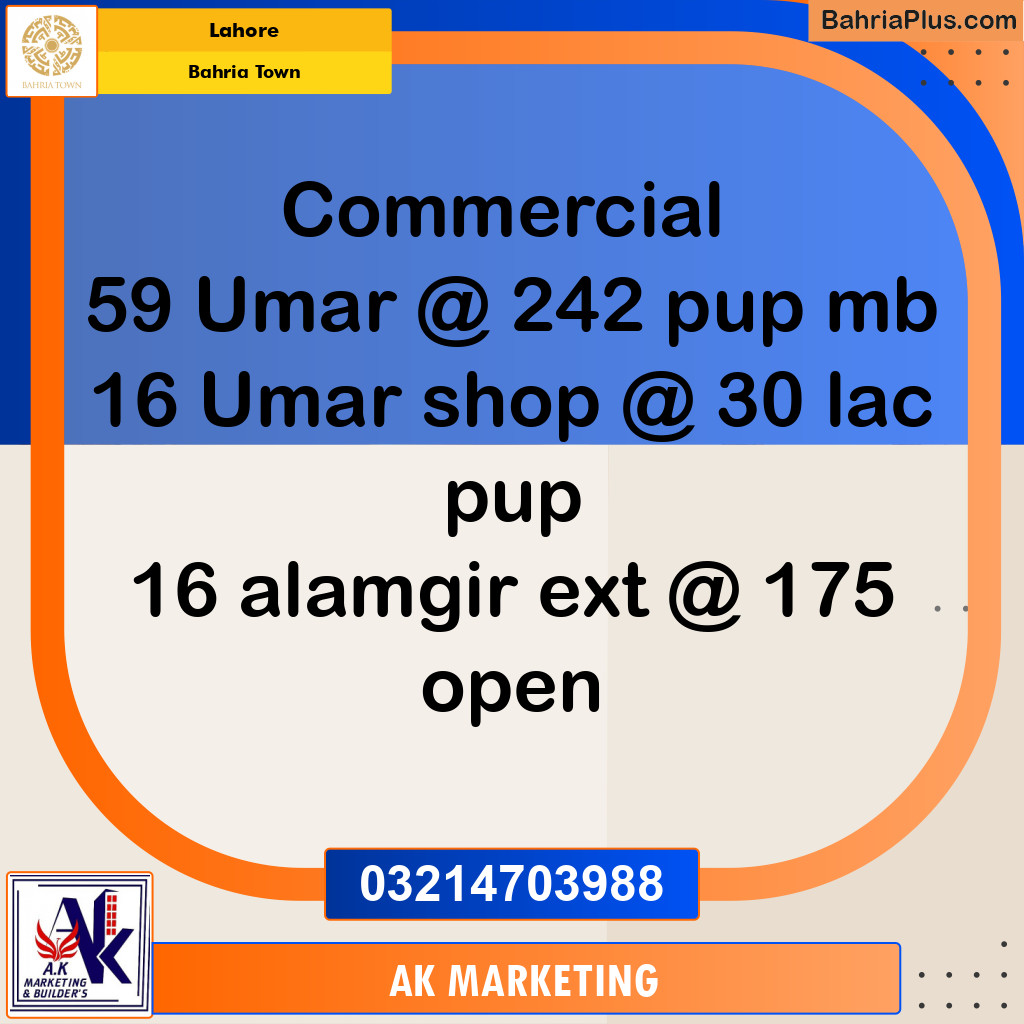 Residential Plot for Sale in Bahria Town, Lahore - (BP-191130)