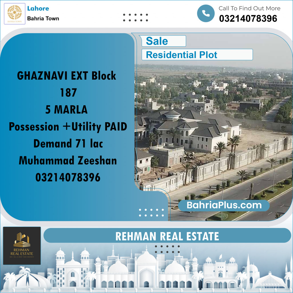 Residential Plot for Sale in Bahria Town, Lahore - (BP-191138)