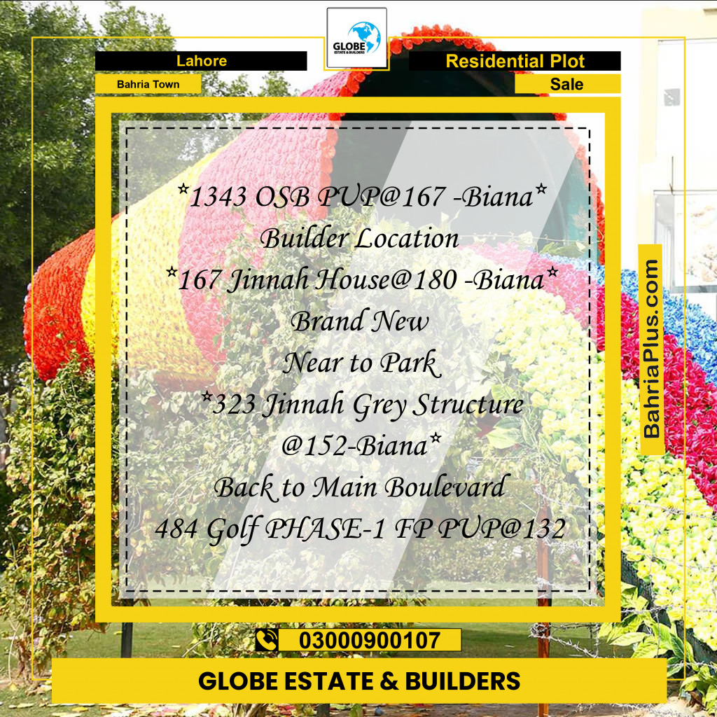 Residential Plot for Sale in Bahria Town, Lahore - (BP-191145)