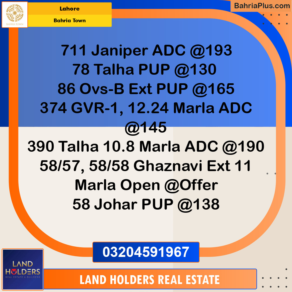 Residential Plot for Sale in Bahria Town, Lahore - (BP-191181)