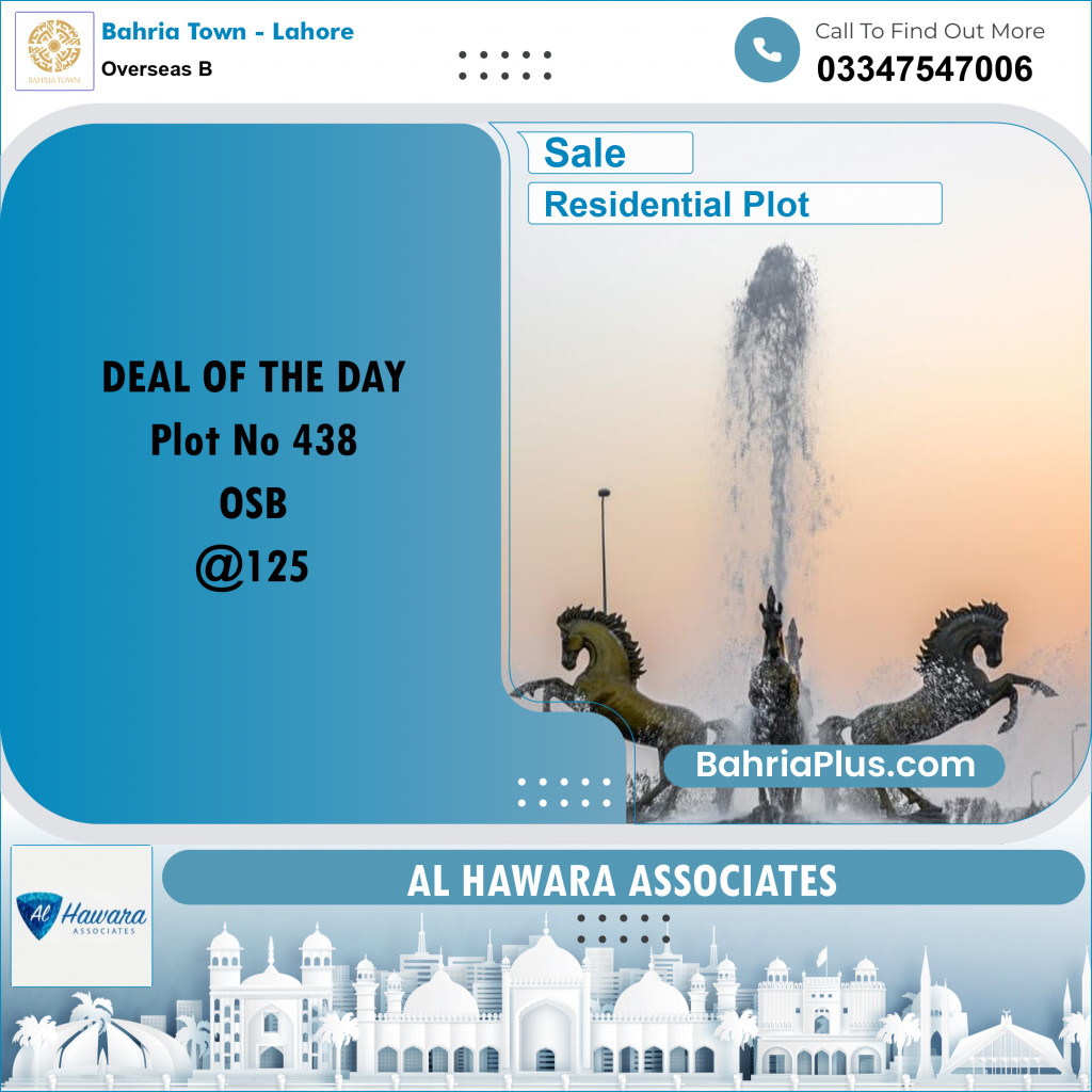 Residential Plot for Sale in Overseas B -  Bahria Town, Lahore - (BP-191186)