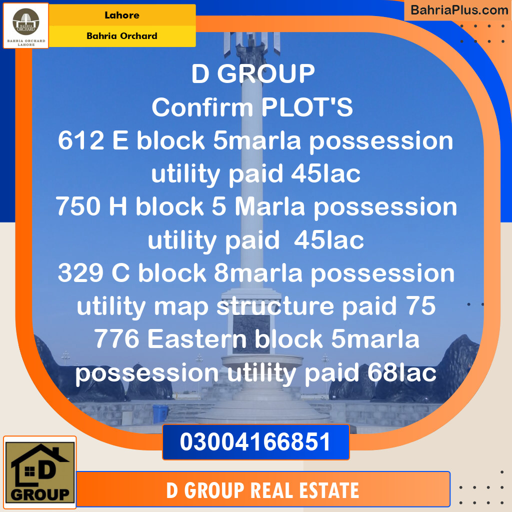 Residential Plot for Sale in Bahria Orchard, Lahore - (BP-191207)