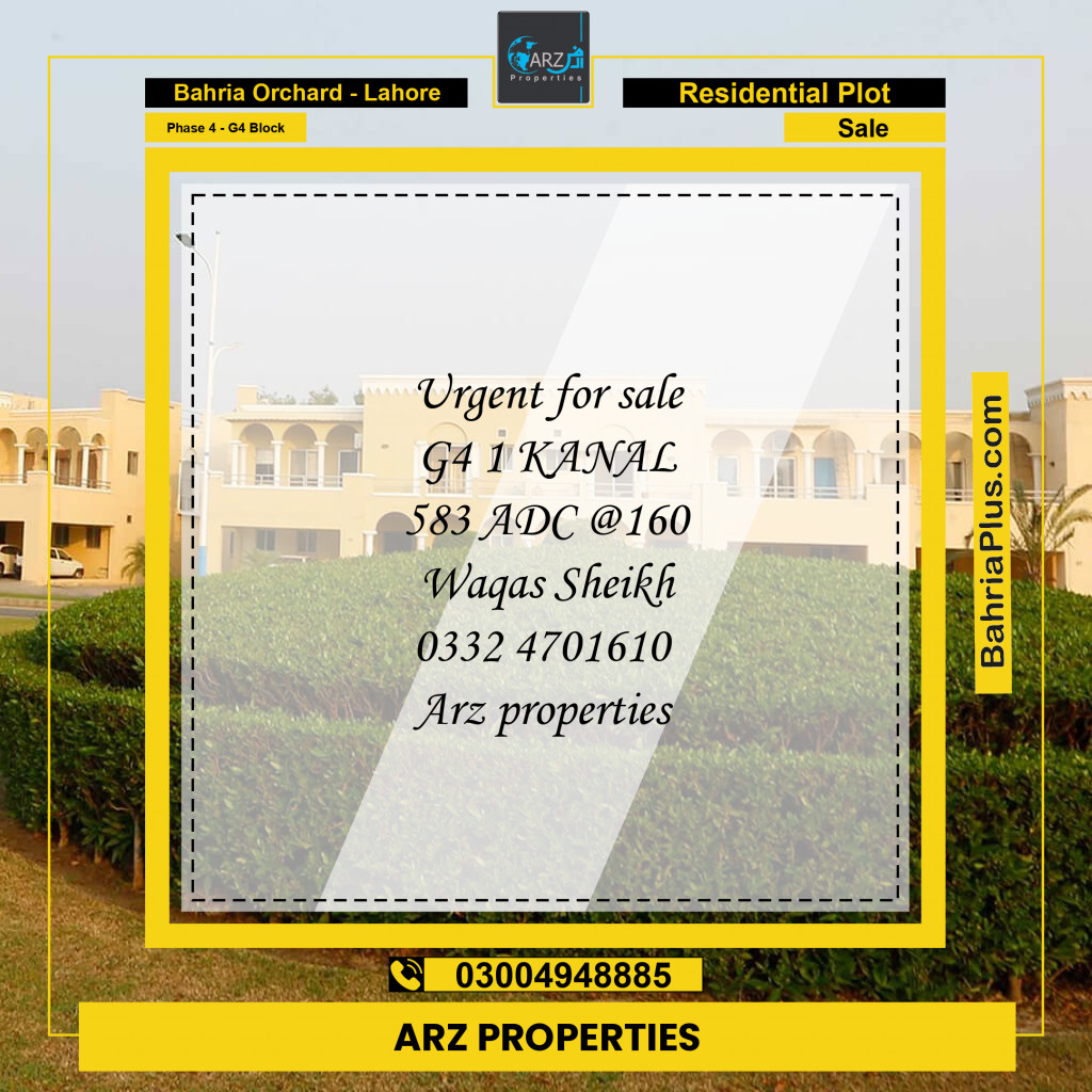 Residential Plot for Sale in Phase 4 - G4 Block -  Bahria Orchard, Lahore - (BP-191224)