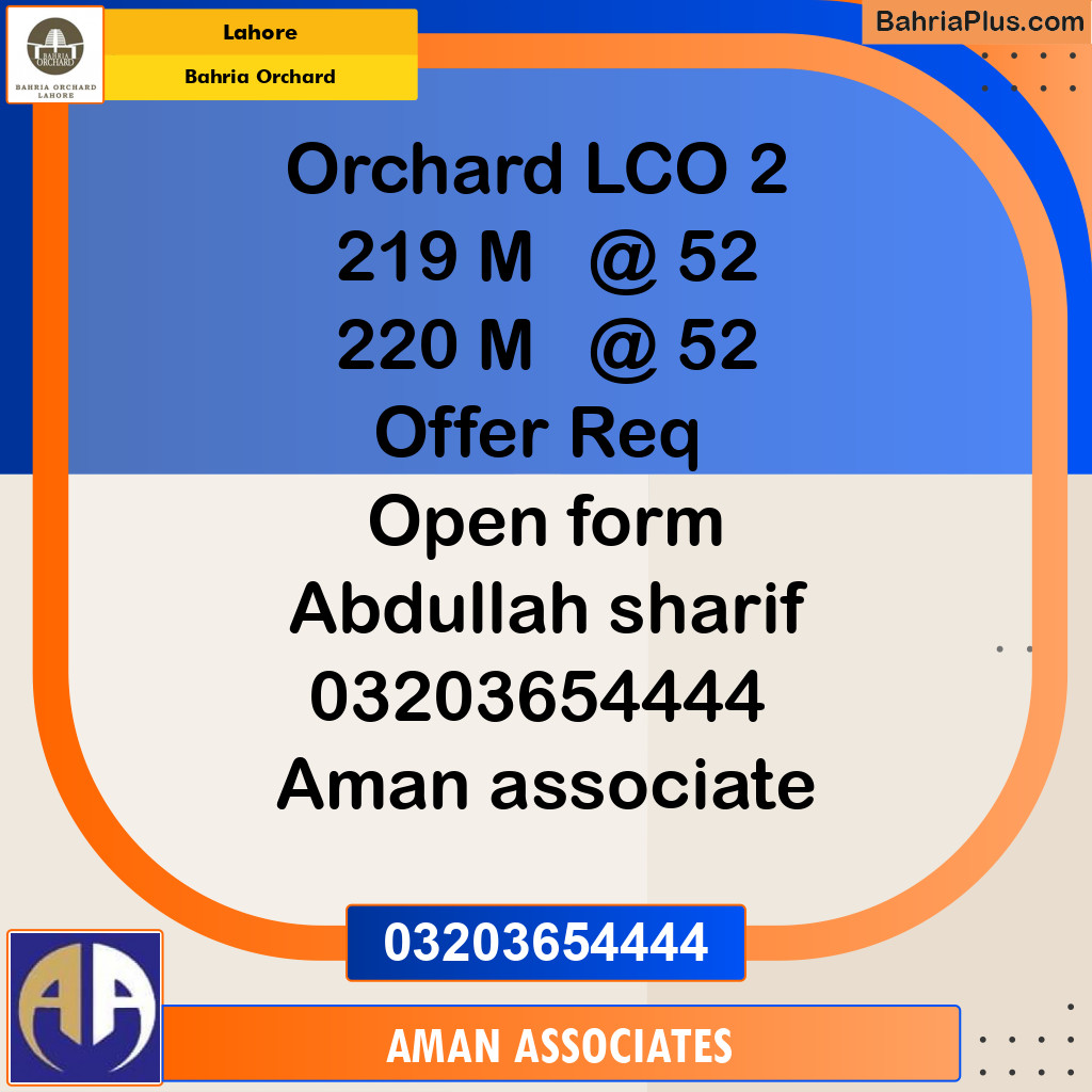 Residential Plot for Sale in Bahria Orchard, Lahore - (BP-191227)