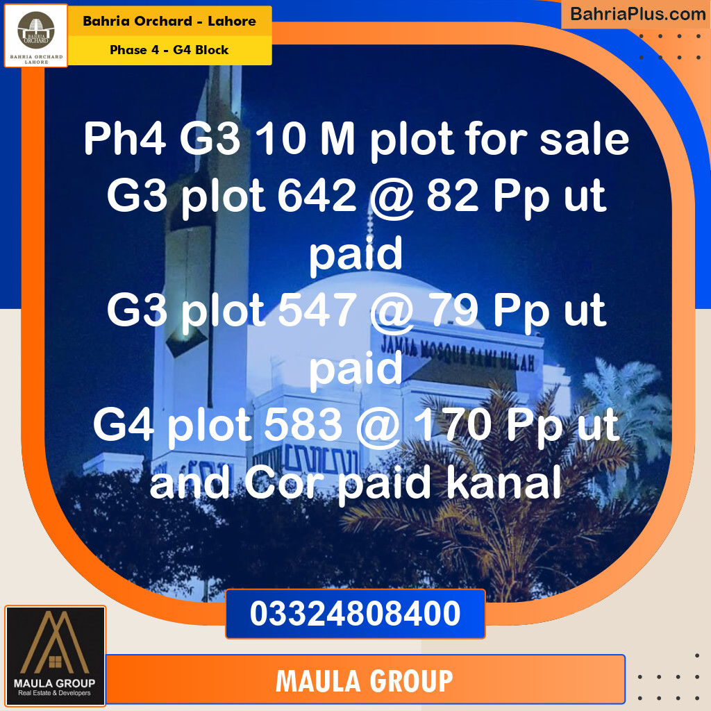 Residential Plot for Sale in Phase 4 - G4 Block -  Bahria Orchard, Lahore - (BP-191250)