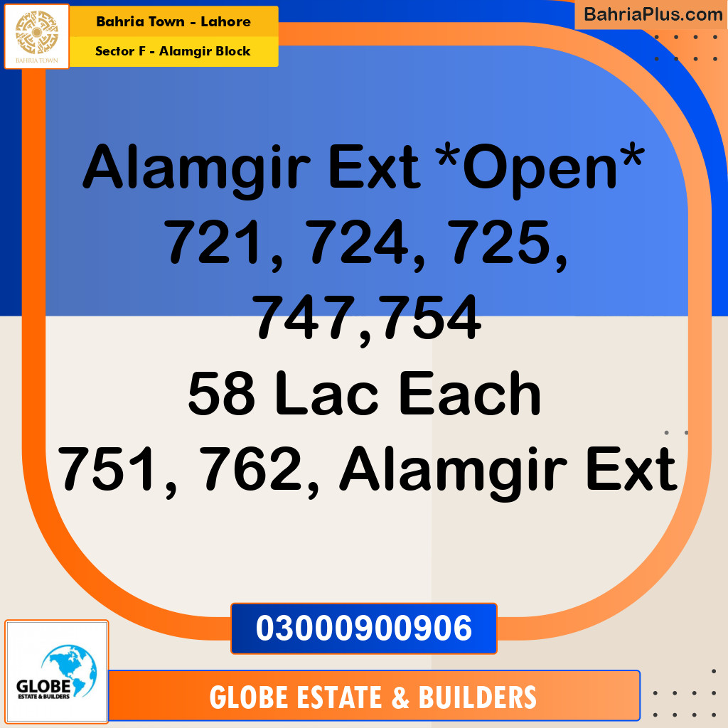 Residential Plot for Sale in Sector F - Alamgir Block -  Bahria Town, Lahore - (BP-191271)