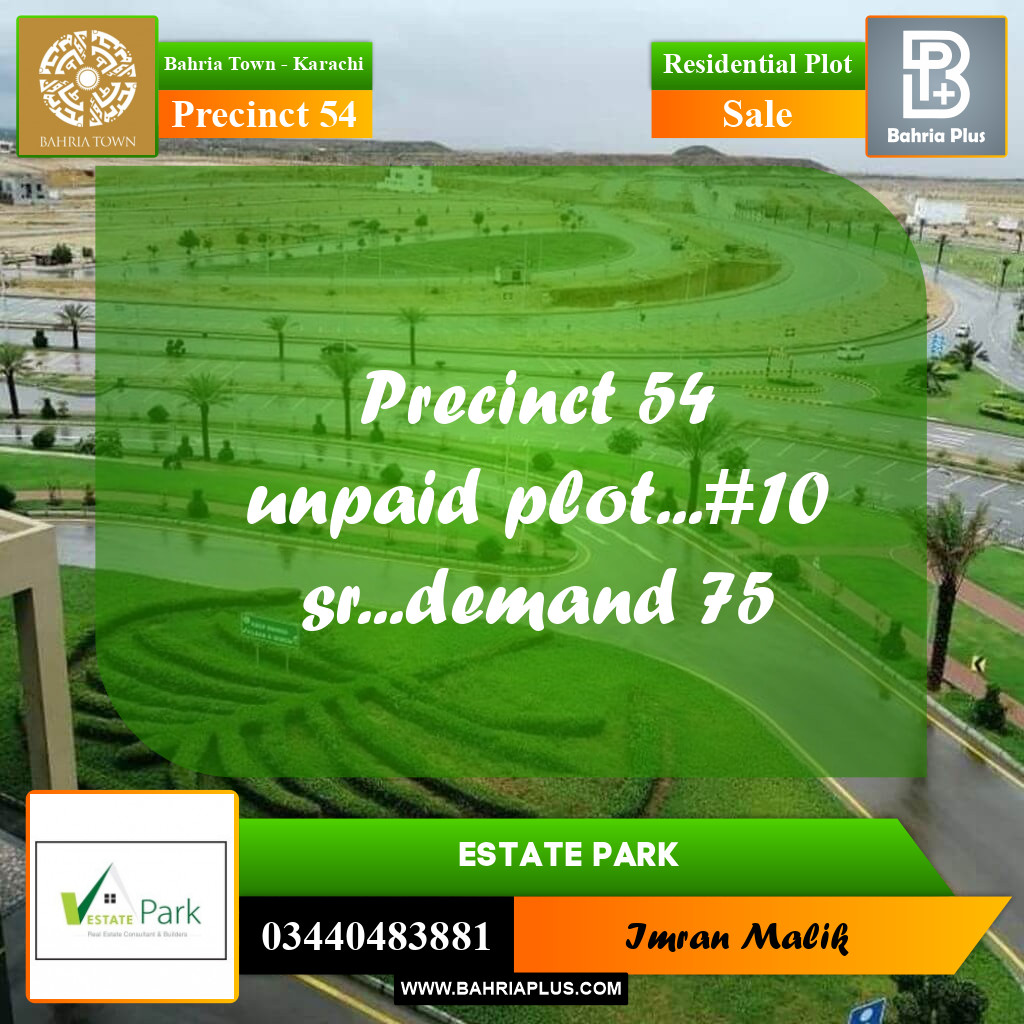 Residential Plot for Sale in Precinct 54 -  Bahria Town, Karachi - (BP-191290)