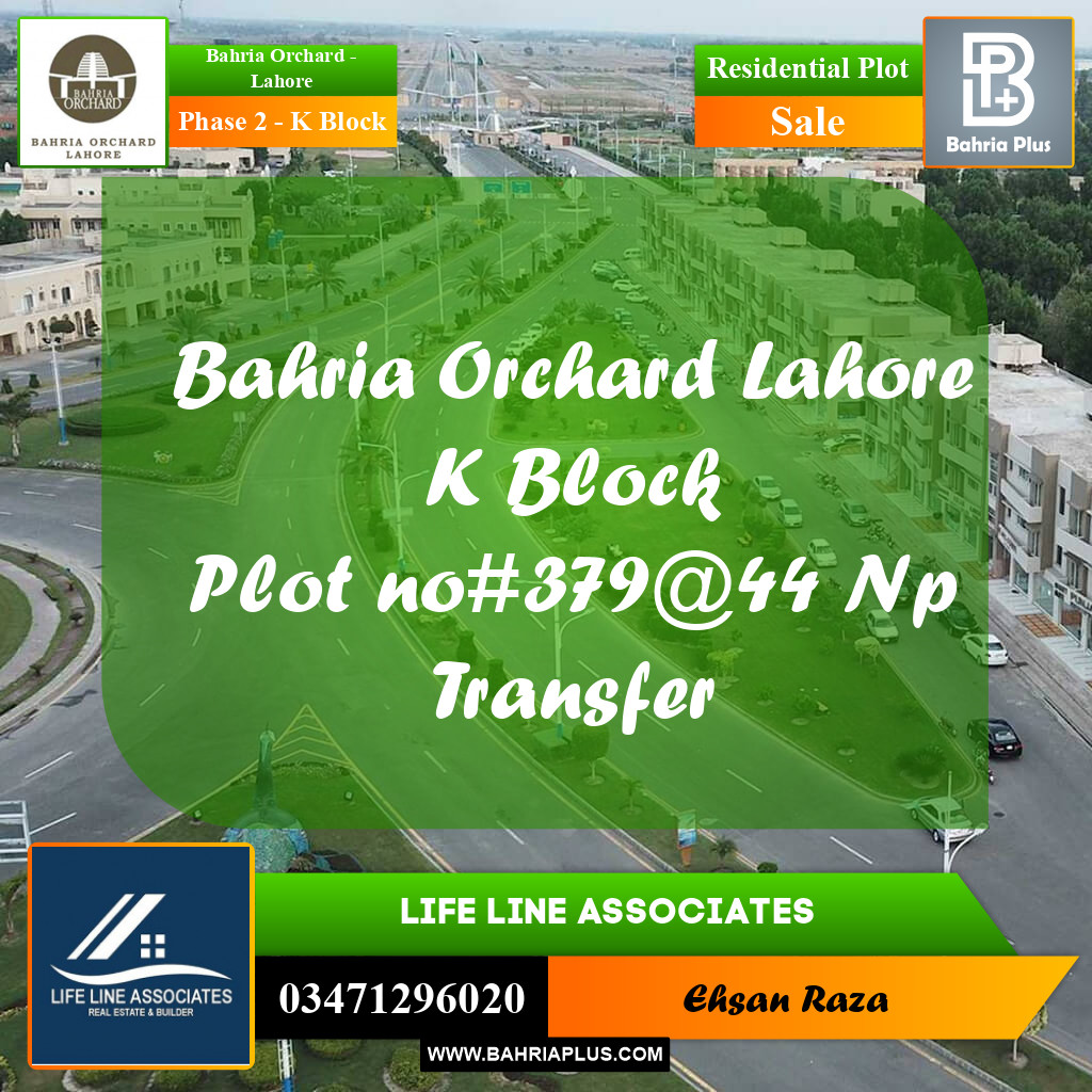 Residential Plot for Sale in Phase 2 - K Block -  Bahria Orchard, Lahore - (BP-191323)