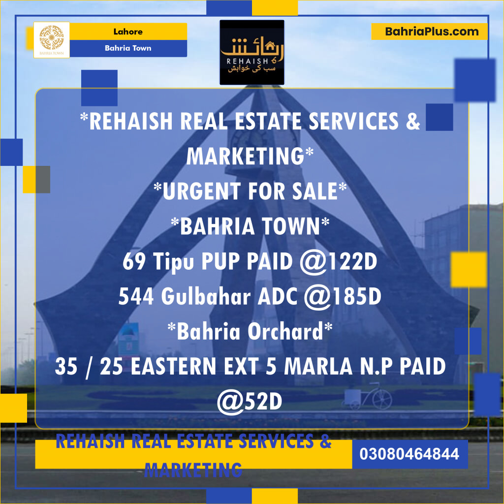 Residential Plot for Sale in Bahria Town, Lahore - (BP-191329)