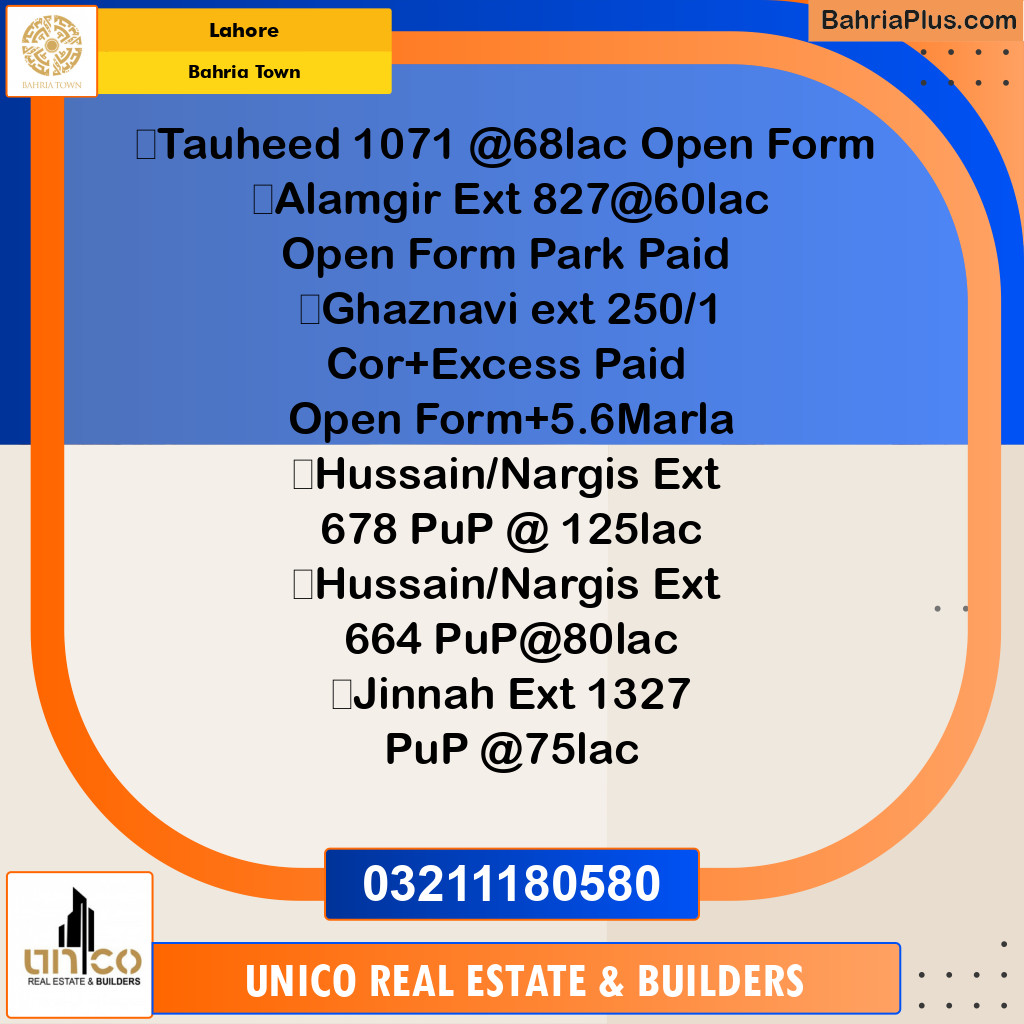 Residential Plot for Sale in Bahria Town, Lahore - (BP-191334)