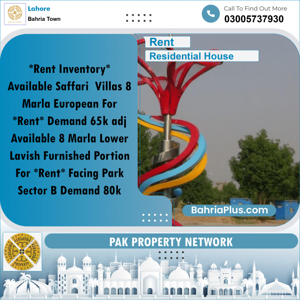 Residential House for Rent in Bahria Town, Lahore - (BP-191338)