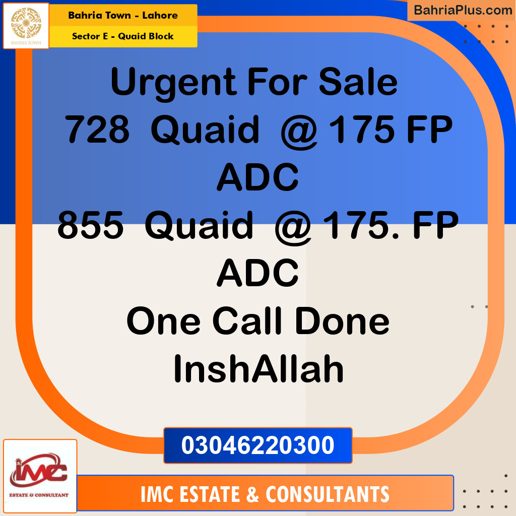 Residential Plot for Sale in Sector E - Quaid Block -  Bahria Town, Lahore - (BP-191345)