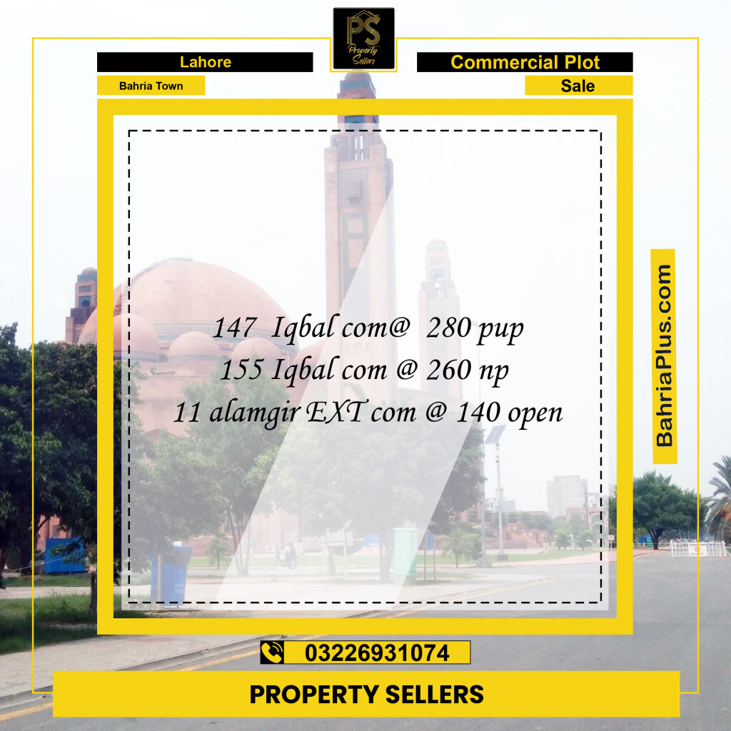 Commercial Plot for Sale in Bahria Town, Lahore - (BP-191346)