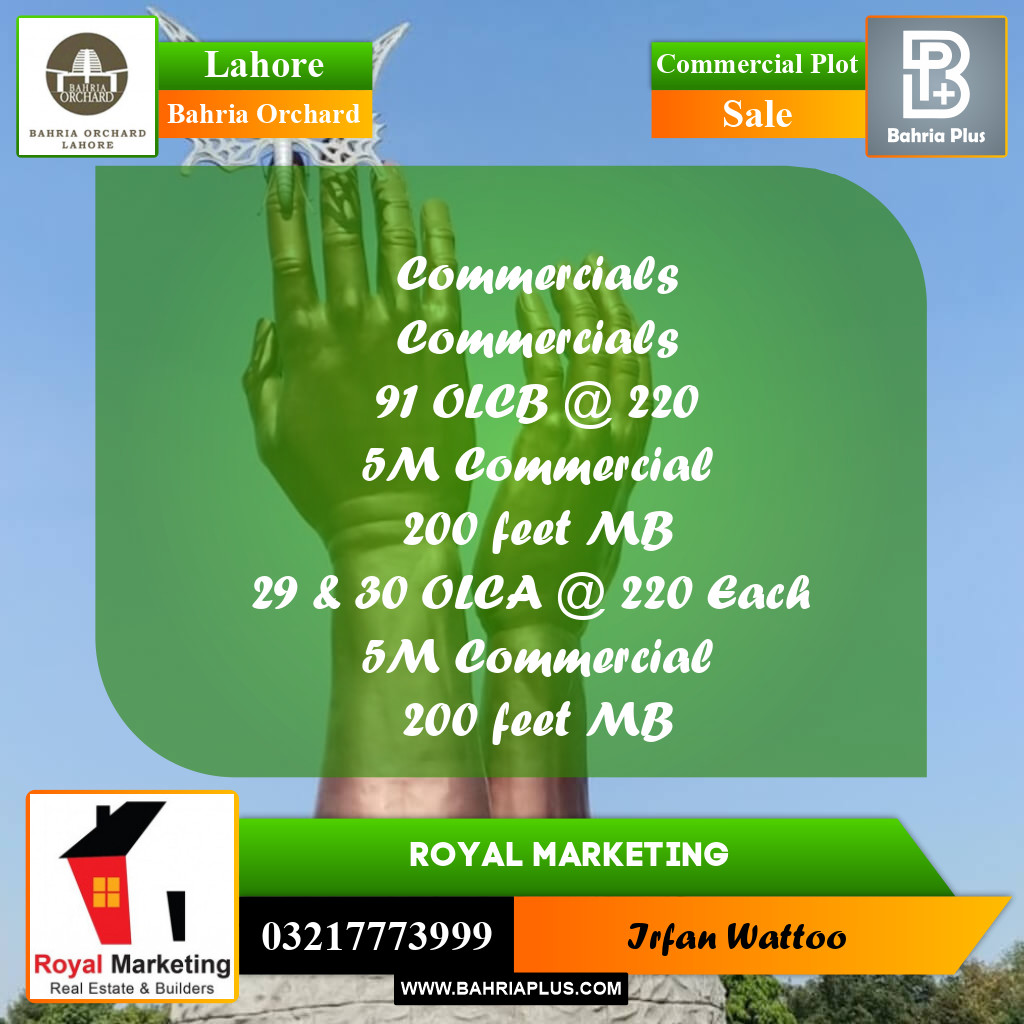 Commercial Plot for Sale in Bahria Orchard, Lahore - (BP-191361)