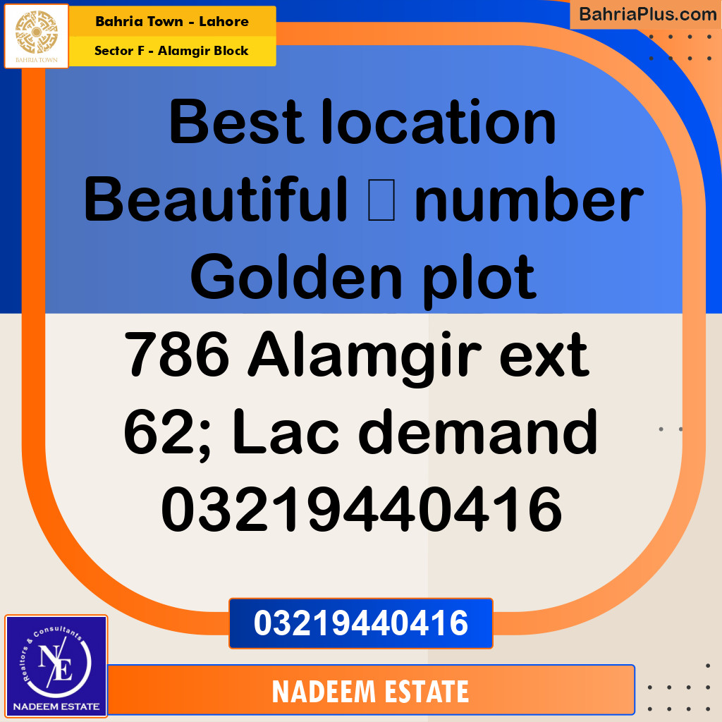 Residential Plot for Sale in Sector F - Alamgir Block -  Bahria Town, Lahore - (BP-191362)