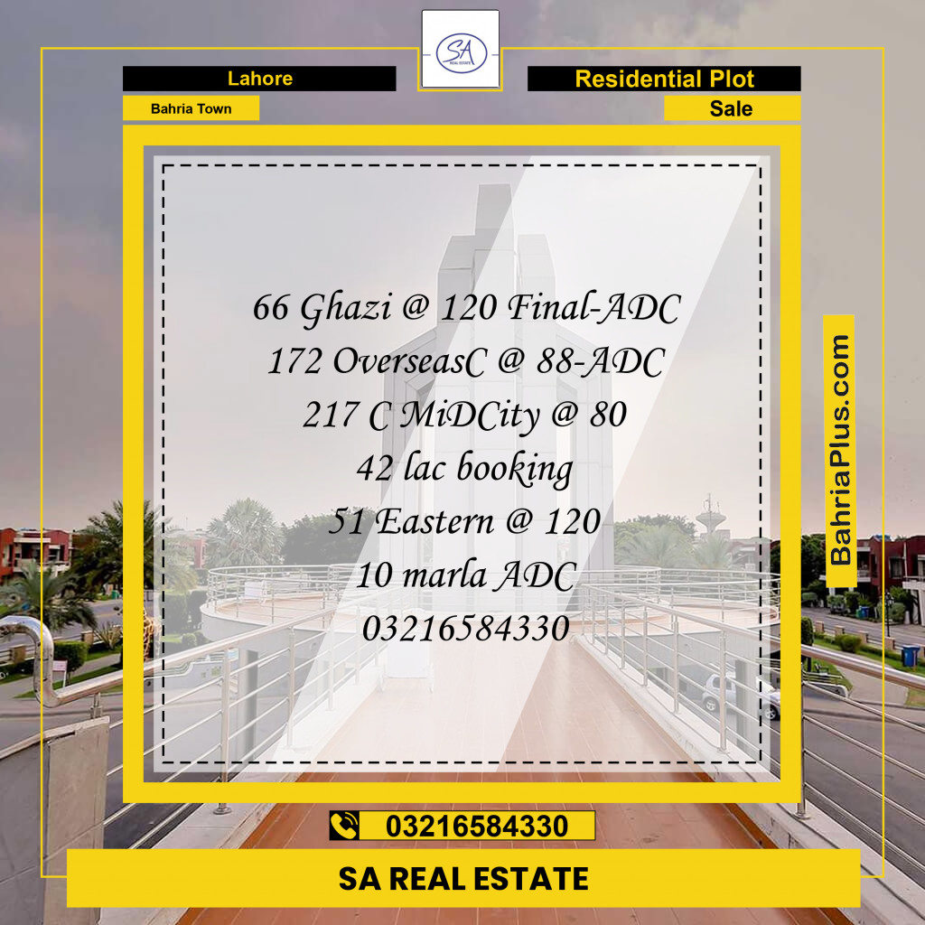 Residential Plot for Sale in Bahria Town, Lahore - (BP-191364)