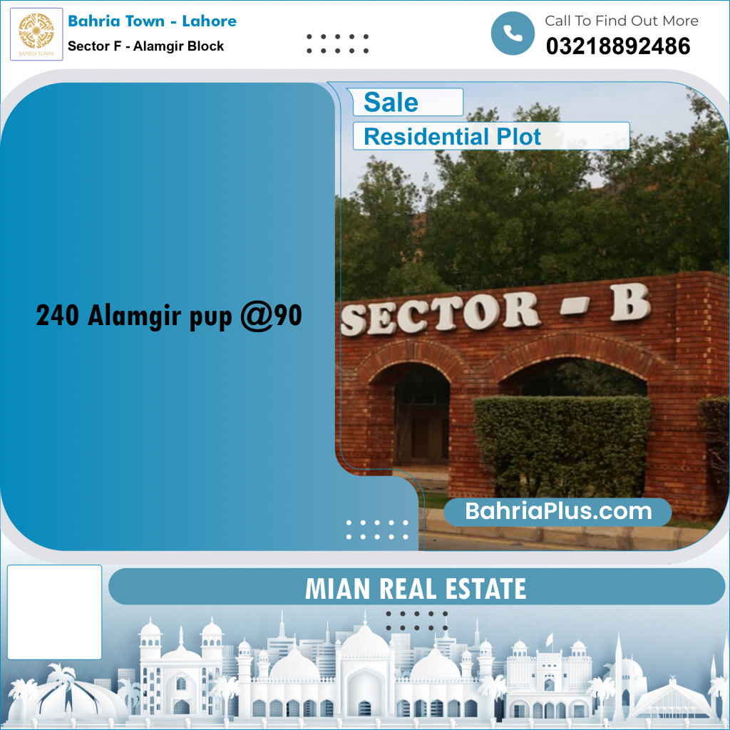 Residential Plot for Sale in Sector F - Alamgir Block -  Bahria Town, Lahore - (BP-191375)
