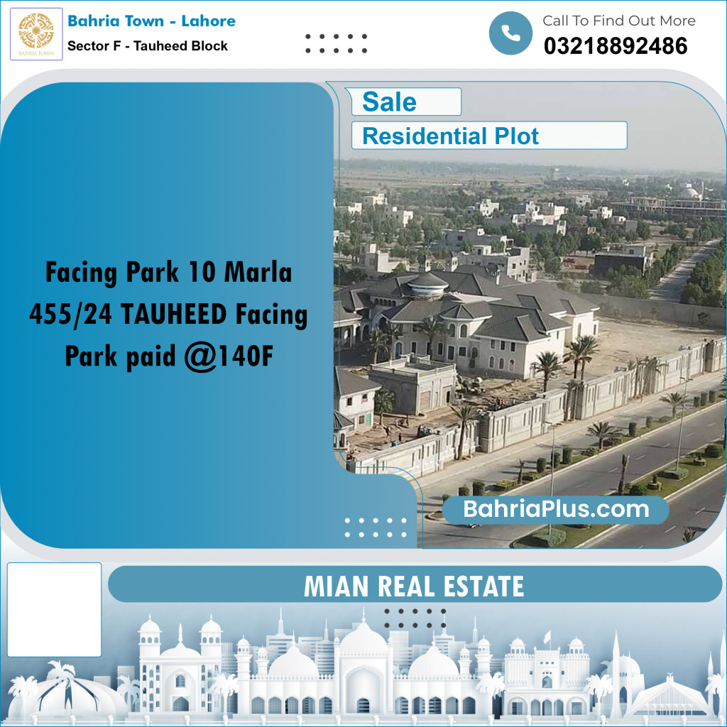 Residential Plot for Sale in Sector F - Tauheed Block -  Bahria Town, Lahore - (BP-191378)